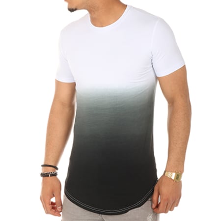 John H - Tee Shirt Oversize 143 Blanc Dégradé Noir
