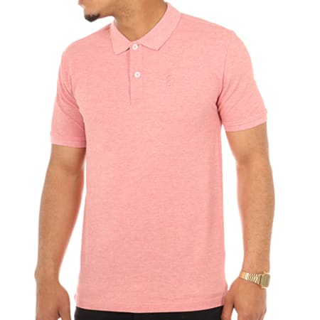 Only And Sons - Polo Manches Courtes Sever Fitted Rose Chiné