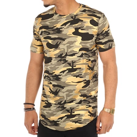 Gov Denim - Tee Shirt Oversize 171033 Vert Kaki Camouflage