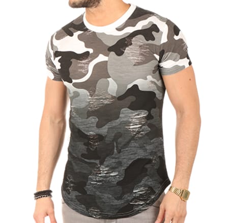 John H - Tee Shirt Oversize 151 Gris Camouflage