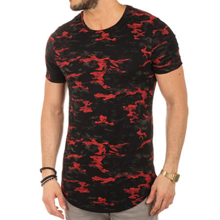 Berry Denim - Tee Shirt Oversize TS051 Noir Camouflage Rouge