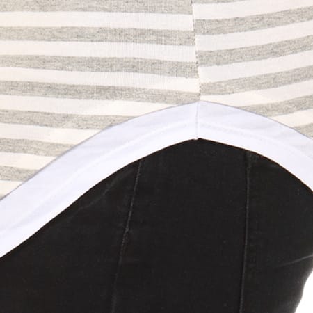LBO - Tee Shirt Oversize 11 Marinière Blanc Gris