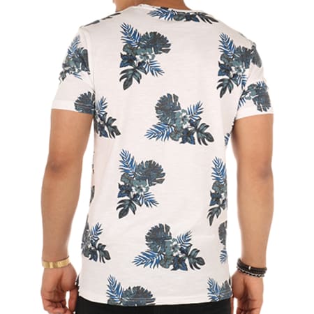 Only And Sons - Tee Shirt That Fitted Fish Tale Blanc Bleu Marine Floral