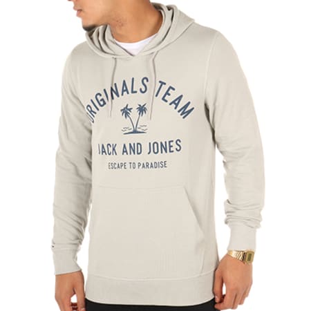 Jack And Jones - Sweat Capuche Tropical Gris Clair 