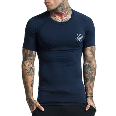 SikSilk - Tee Shirt Raglan Gym 10830 Bleu Marine