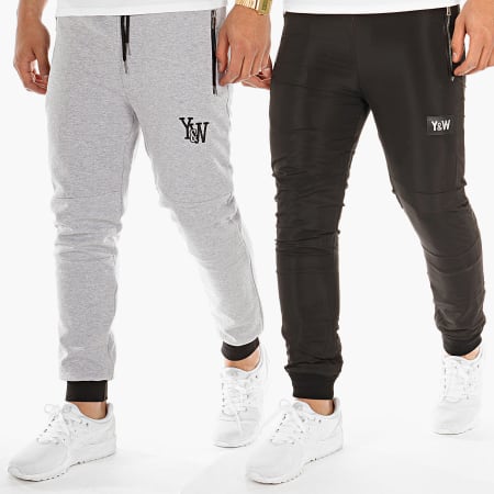 Y et W - Pantalon Jogging Reversible Noir Gris