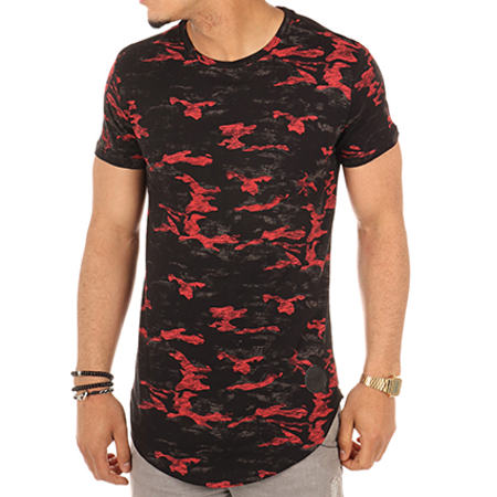 Terance Kole - Tee Shirt Oversize 79457 Noir Camouflage Rouge
