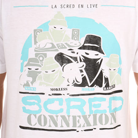 Scred Connexion - Tee Shirt La Scred En Live Blanc Bleu Turquoise