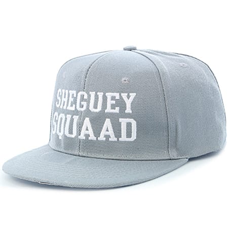 Sheguey Squaad - Casquette Snapback Big Logo Gris Blanc