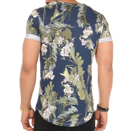 Uniplay - Tee Shirt Oversize UPY54 Bleu Marine Floral
