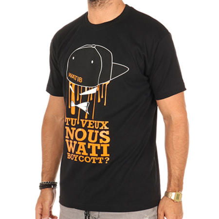 Wati B - Tee Shirt Wati Boycott Noir Orange