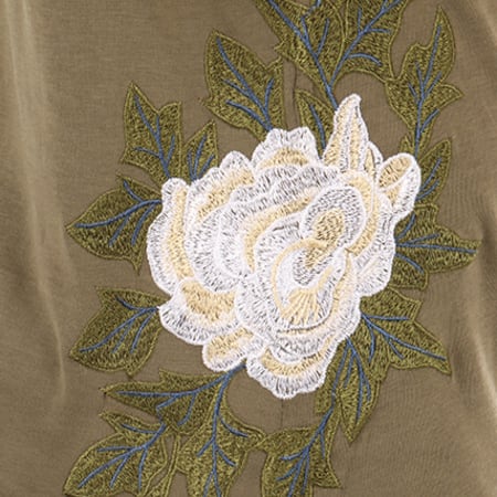 John H - Tee Shirt Oversize 429 Vert Kaki Floral