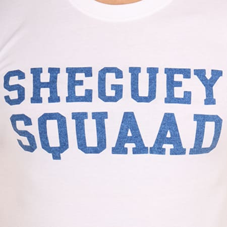 Sheguey Squaad - Tee Shirt Logo Denim Blanc