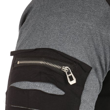 Ikao - Tee Shirt Oversize Avec Zip F062 Noir Dégradé 