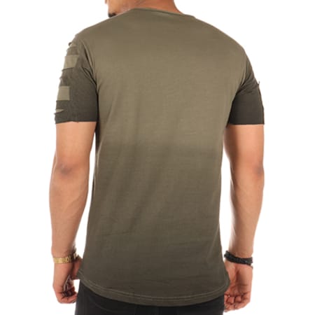 Ikao - Tee Shirt Oversize Avec Zip F062 Vert Kaki Dégradé