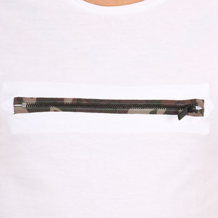 Ikao - Tee Shirt Oversize Avec Zip F046 Blanc Camouflage