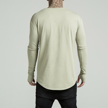 SikSilk - Tee Shirt Manches Longues Oversize Undergarment 10118 Vert Kaki Clair