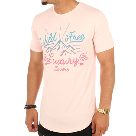 Luxury Lovers - Tee Shirt Oversize Wild And Free Rose Pâle 