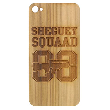 Sheguey Squaad - Coque Téléphone Autocollante Iphone 4-4S Wood Marron Bois