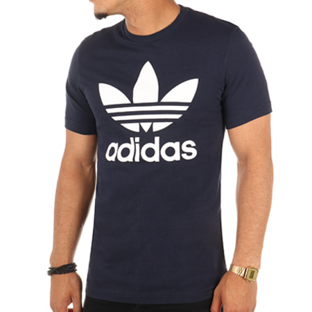 Adidas Originals - Tee Shirt Original Trefoil BQ7940 Bleu Marine