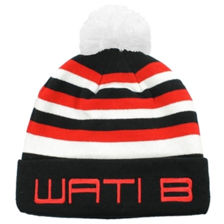 Wati B - Bonnet Stripe Noir Rouge 