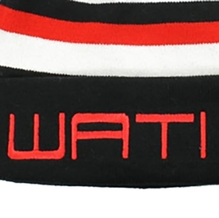 Wati B - Bonnet Stripe Noir Rouge 