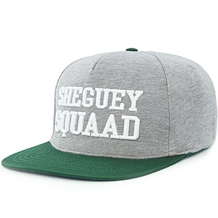 Sheguey Squaad - Casquette Snapback Big Logo Gris Chiné Vert Kaki 