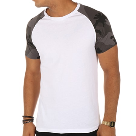 LBO - Tee Shirt Raglan 237 Blanc Camouflage Noir