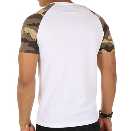 LBO - Tee Shirt Raglan 236 Blanc Camouflage Vert Kaki 