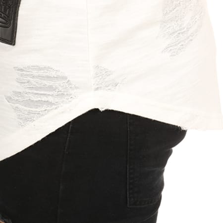 Classic Series - Tee Shirt Oversize Patchs Brodés 176-1 Blanc Dégradé