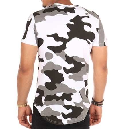 John H - Tee Shirt Oversize 168 Blanc Camouflage