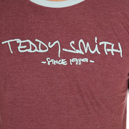 Teddy Smith - Tee Shirt Ticlass 3 Bordeaux Chiné Bleu Ciel