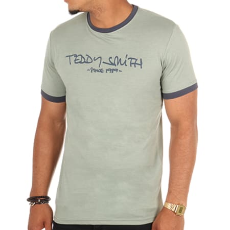 Teddy Smith - Tee Shirt Ticlass 3 Vert Bleu Marine