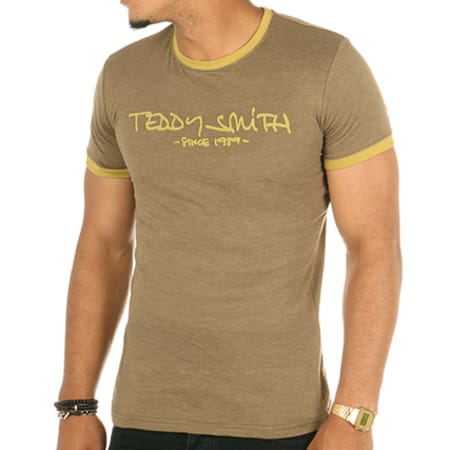 Teddy Smith - Tee Shirt Ticlass 3 Vert Kaki Chiné