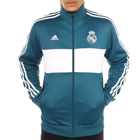 Adidas Sportswear - Veste Zippée Real Madrid BR2496 Bleu Vert Blanc