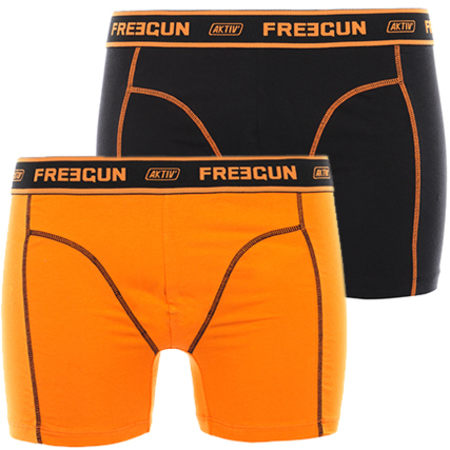 Freegun - Lot De 2 Boxers Aktiv Sport Noir Orange