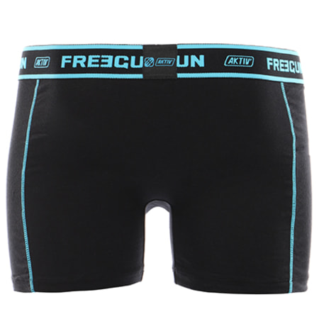 Freegun - Lot De 2 Boxers Aktiv Sport Noir Bleu Turquoise