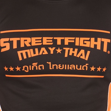 Street Fight - Tee Shirt Muay Thai Noir Orange Fluo