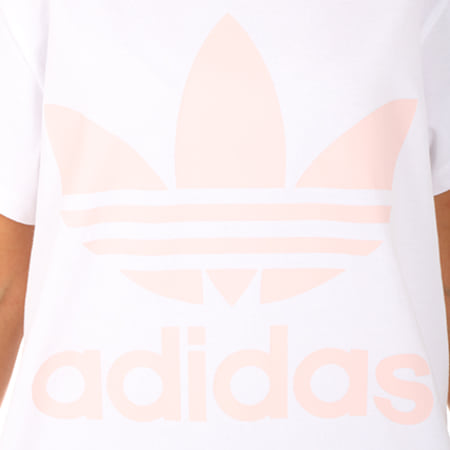 Adidas Originals - Tee Shirt Femme Big Trefoil BR9825 Blanc Rose
