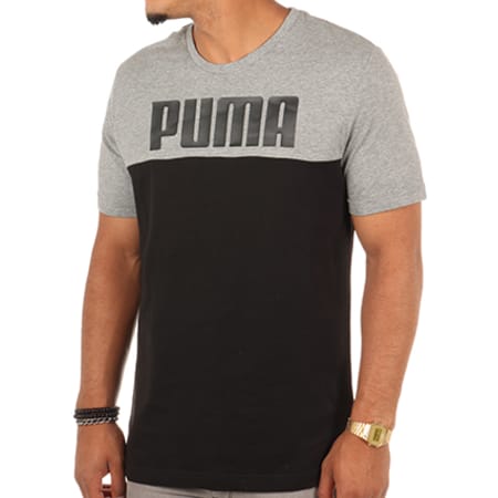 Puma - Tee Shirt Rebel Block 592469 31 Gris Chiné Noir