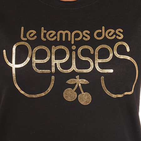Le Temps Des Cerises - Tee Shirt Femme Basitrame Noir Doré