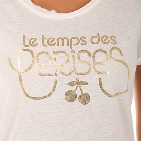Le Temps Des Cerises - Tee Shirt Femme Basitrame Ecru Doré