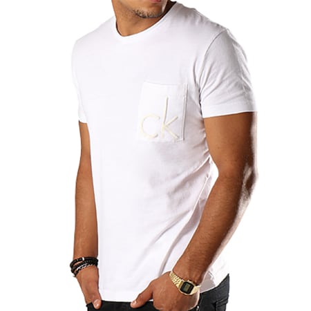 Calvin Klein - Tee Shirt Poche Typor Blanc