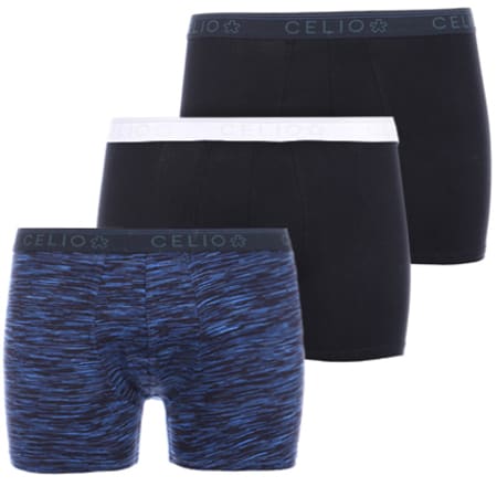 Celio - Lot De 3 Boxers Gibox 3 Bleu Marine Blanc Noir