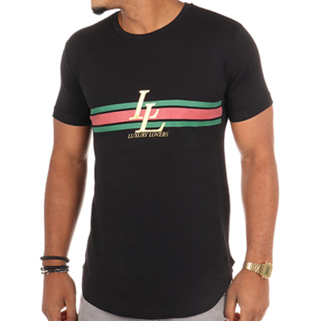 Luxury Lovers - Oversize Stripes Camiseta Negro