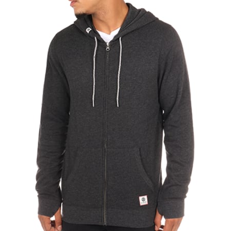 Element Sweat Zippé Capuche Cornell Gris Anthracite Chiné