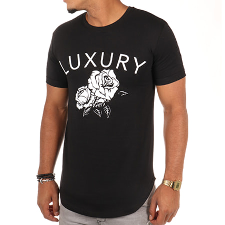 Luxury Lovers - Maglietta oversize a fiori nera