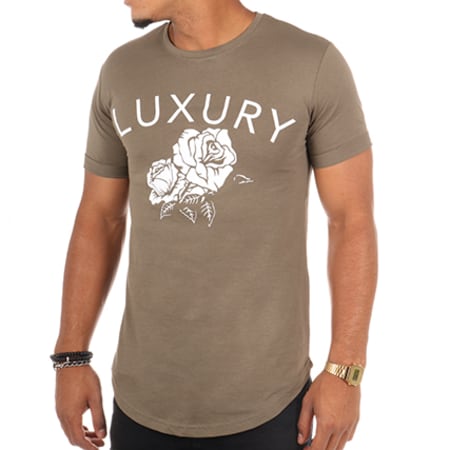 Luxury Lovers - Tee Shirt Oversize Flower Vert Kaki