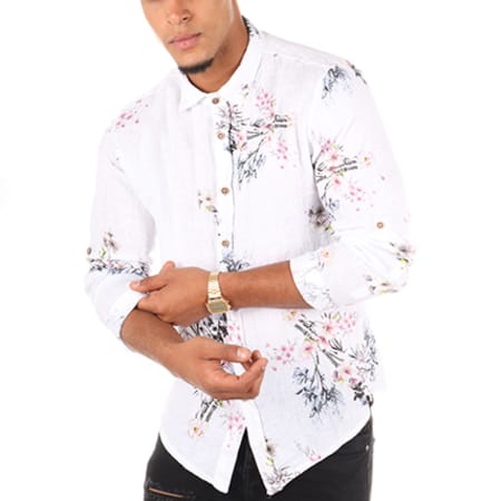 Uniplay - Chemise Manches Longues 3537-02 Blanc Floral