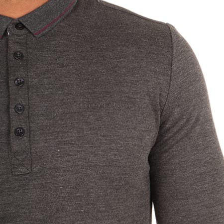 Teddy Smith - Polo Manches Longues Philipo Gris Anthracite Chiné